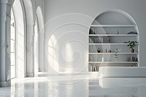 Modern style conceptual interior empty room 3d illustration.