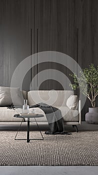 Modern style conceptual interior room 3d illustration