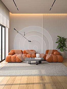 Modern style conceptual interior room 3d illustration