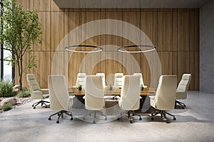 Modern style conceptual office meeting interior room 3d illustration