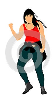 Modern style dancer girl  illustration isolated on background. Woman ballet performer. Sexy hip hop lady.  Time out spectacl