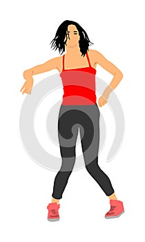 Modern style dancer girl  illustration isolated on background. Woman ballet performer. Sexy hip hop lady.  Time out spectacl