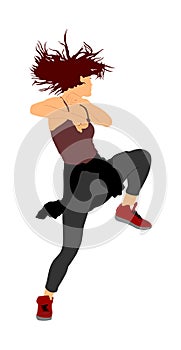 Modern style dancer girl  illustration isolated on background. Woman ballet performer. Sexy hip hop lady.  Time out spectacl