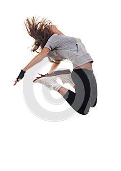 Modern style dancer jumping