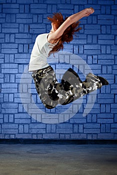 Modern style dancer jumping