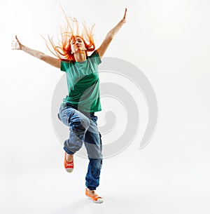 Modern style dancer jumping