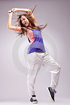 Modern style dancer posing and screaming