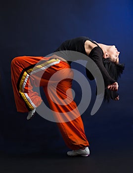 Modern style dancer woman performing
