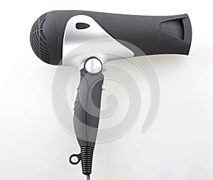 Modern style hair drier isolated on white