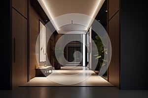 Modern style hallway interior in a hotel or luxury house