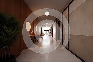 Modern style hallway interior in a hotel or luxury house