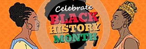 Modern-style horizontal banner design for Black History Month. Panoramic website background. Flat vector illustration