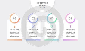 Modern style infographic with SWOT step timeline template