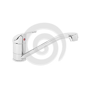 Modern-style kitchen and bathroom faucet, a cold/hot water mixer tap isolated on a white background