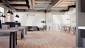 Modern style loft office animation 3d render