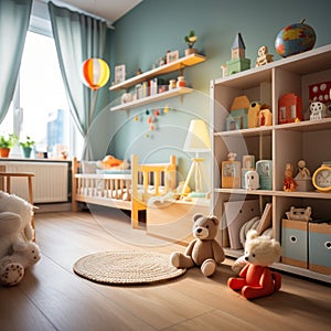 Modern Style Nursery Bedroom. Children\'s Room Interior.