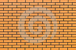 Modern style orange vintage brick wall texture for retro background. Orange brick wall surface spaced grooves grout black bricks f