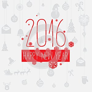 Modern style red gray color scheme new year greetings card