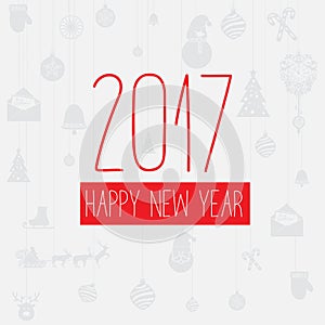 Modern style red gray color scheme new year greetings card