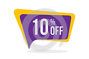 Modern Style Sale Discount Tags Vector 10% Off Promotion Badges Template. Flat Label Designs