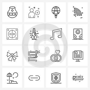 Modern Style Set of 16 line Pictograph Grid based industry, hone, internet, energy, user interface
