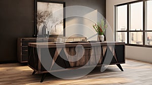 Modern Style Sideboard For Living Room - Detailed Rendering With Rustic Americana Influence