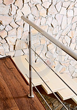 Modern style staircase and ashlar wall