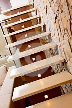 Modern style staircase and ashlar wall