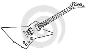 Modern Styling Electric Guitar Outline Drawing On White