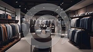 A modern and stylish clothing store with multiple display two created with generative AI