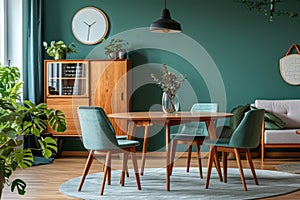 Modern Stylish Dining Room Interior Design for Family Gatherings. AI Generated