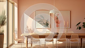 Modern And Stylish Dining Room With Light Pink Walls By Joanna Sagan