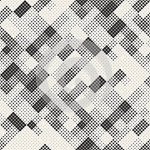 Modern Stylish Halftone Texture. Endless Abstract Background With Random Size Squares. Vector Seamless Chaotic Squares