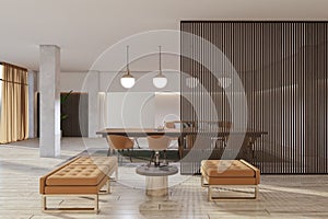 Modern stylish light living room interior with furniture. Contemporary designs and hotel concept.