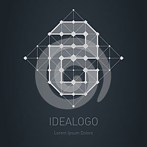 Modern stylish low poly logo with number 2. Low-poly Design element with squares, triangles and rhombus. Vector Lowpoly logotype