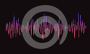 Modern stylized wave lines for design. Grunge music logo. Abstract vector colorful pulse equalizer background