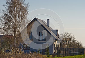 Modern suburban house in spring, Poland