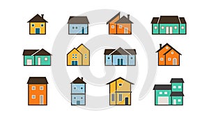 Modern Suburban House Vector Illustration - Ideal for Real Estate and Property Designs, pastel colorful flat elements