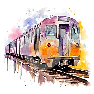 Modern Subway car Rail Vehicle Square Illustration.