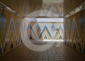 Modern subway underground tunnel interior