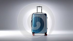 A modern suitcase stands verticall