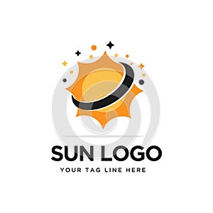Modern sun logo template cartoon design,nature,sunrise,sunshine,icon sign,symbol vector