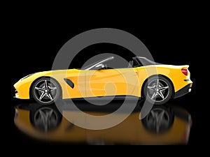 Modern sun yellow cabriolet sports car - side view