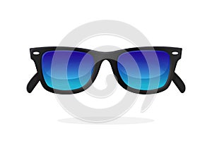 Modern sunglasses with blue mirror lenses