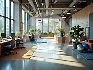 Modern Sunlit Office Workspace Design