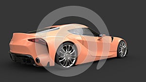 Modern super sports car - light salmon color - tail view