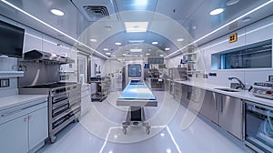 Modern surgery theater: sterilized tools, innovative lighting solutions, and surgical platform