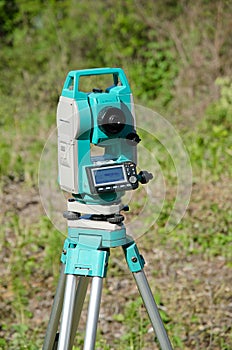 Modern surveyor equipment, theodolite or tacheometer