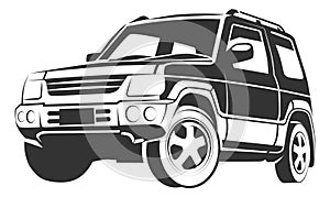 Modern suv logo. Extreme offroad car icon