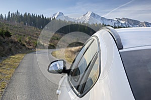 Modern SUV on the mountain road